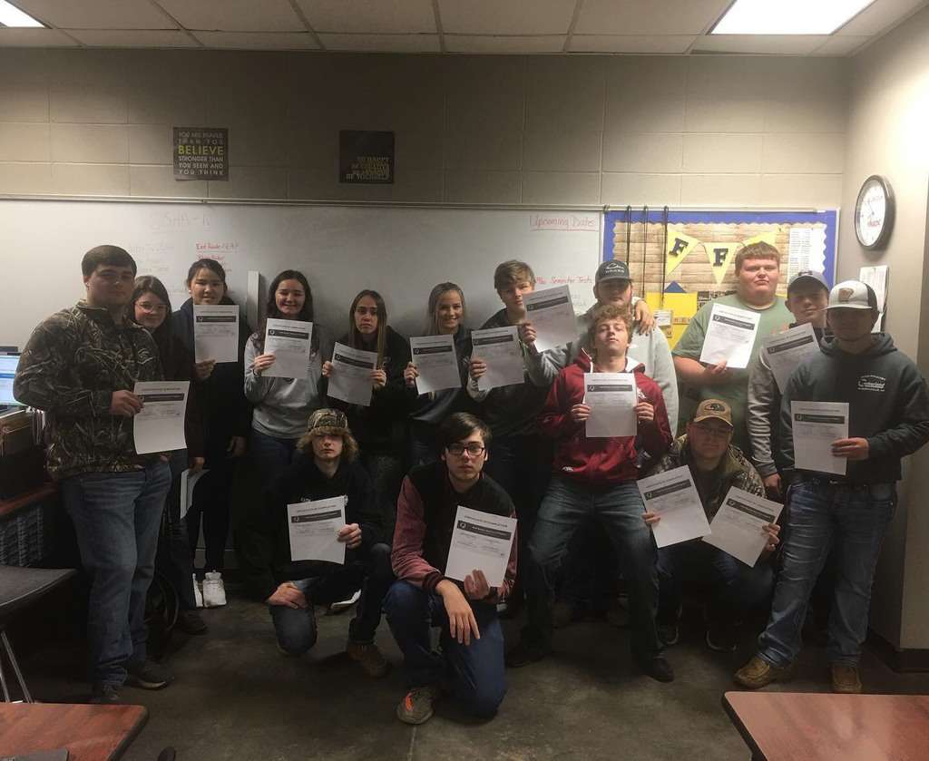 Two Rivers FFA Animal Science students received Beef Quality Assurance (BQA)Certifications